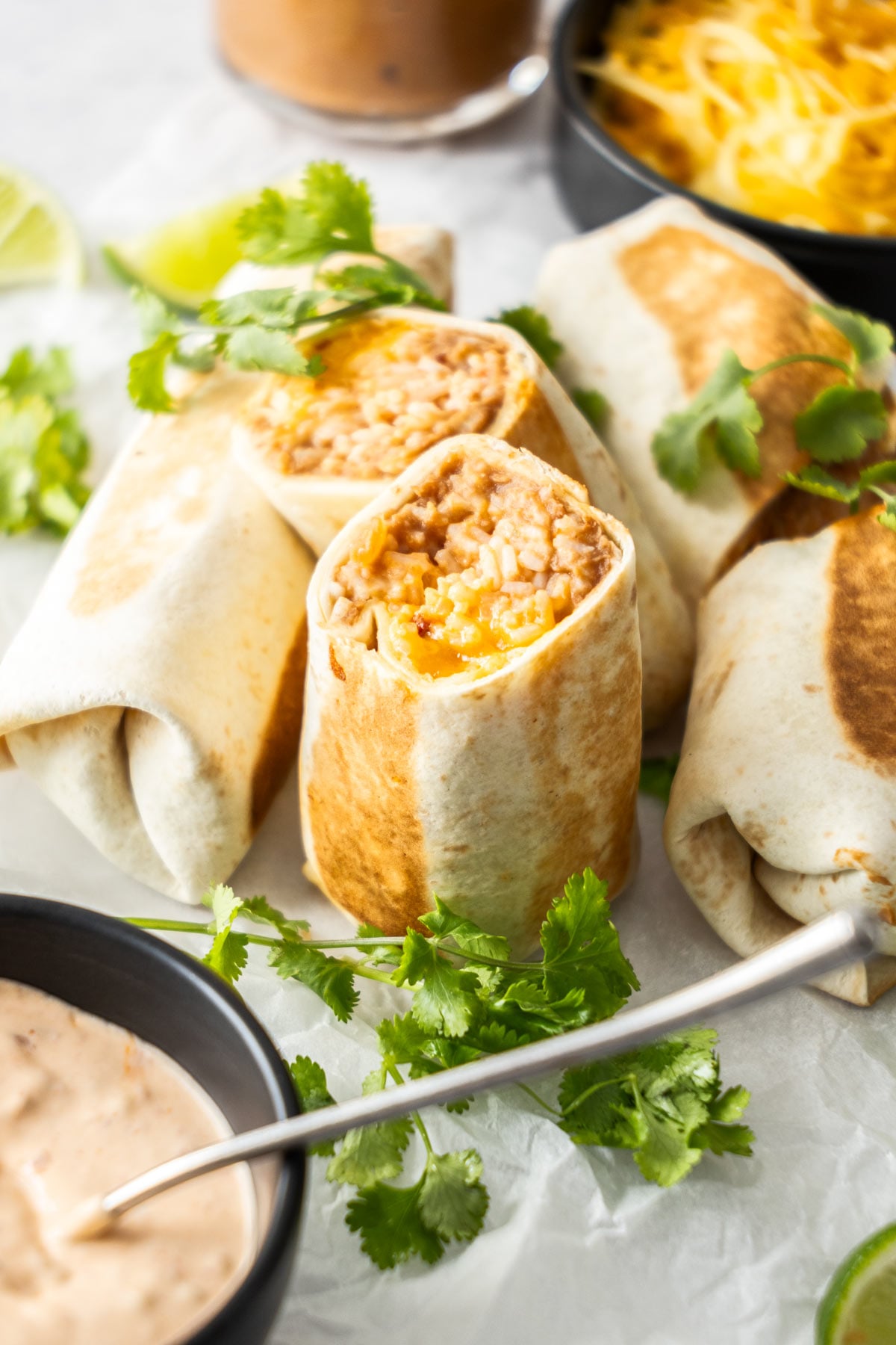 Cheesy Bean and Rice Burrito